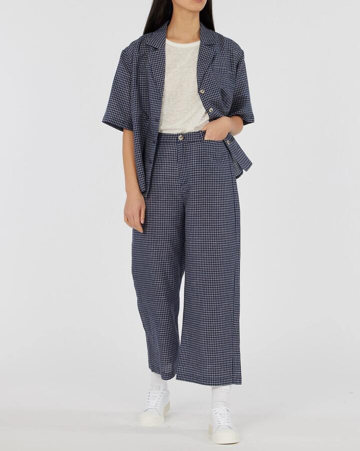 Amelius Sale | Women's Virtuous Check Oversized Shirt | Navy | Navy / S | Linen Shirts | Afterpay Available