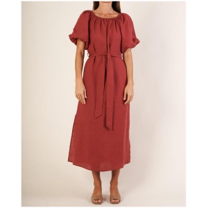 Amelius Sale Women's Wren Linen Maxi Dress Russet S Linen Midi Dresses Afterpay Available