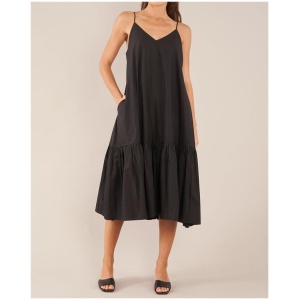 Amelius Sale Women's Zadie Poplin Midi Dress Black 6 Cotton Midi Dresses Afterpay Available