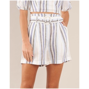 Amelius Sale | Women's Zanci Stripe Linen Short | Blue | 6 | Linen Shorts | Afterpay Available