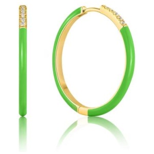 Ania Haie Sale | Women's Neon Green Enamel Gold Sparkle Hoop Earrings | One Size | Sterling Silver Earrings | Afterpay Available