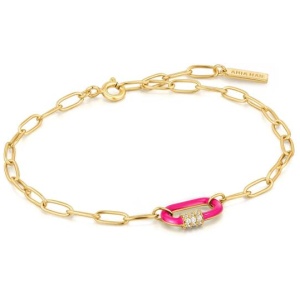 Ania Haie Sale | Women's Neon Pink Enamel Carabiner Gold Bracelet | One Size | Sterling Silver Bracelets & Cuffs | Afterpay Available