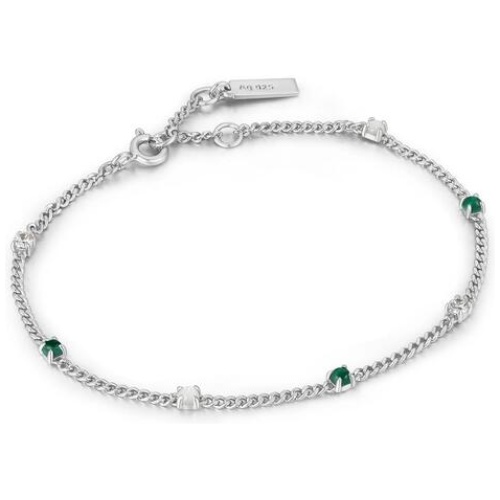 Ania Haie Sale | Women's Silver Malachite Chain Bracelet | One Size | Rhodium Bracelets & Cuffs | Afterpay Available