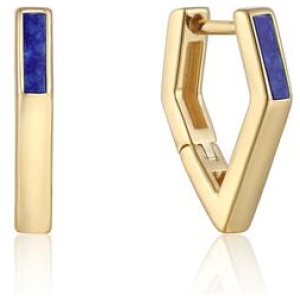 Ania Haie Sale | Women'sGold Lapis Angular Hoop Earrings | One Size | 925 Sterling Silver Earrings | Afterpay Available