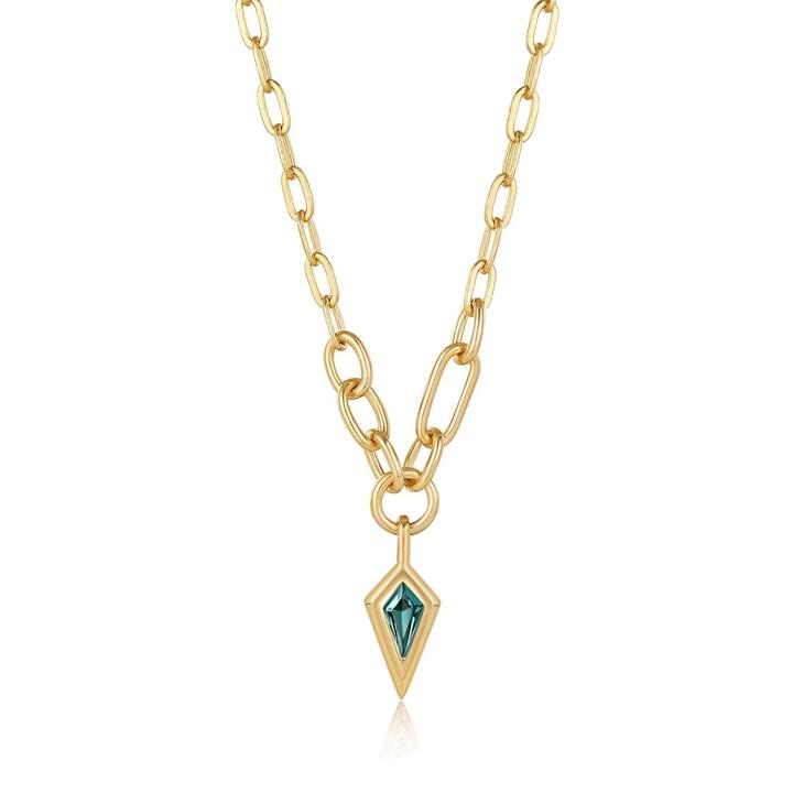 Ania Haie Sale | Women'sGold Teal Sparkle Drop Pendant Chunky Chain Necklace | One Size | 925 Sterling Silver Necklaces | Afterpay Available