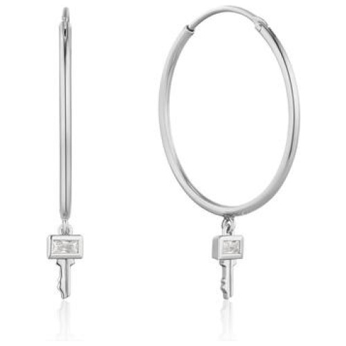 Ania Haie Sale | Women'sSilver Key Hoop Earrings | One Size | Rhodium Earrings | Afterpay Available