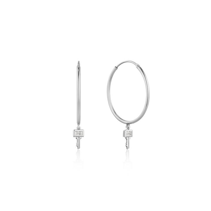 Ania Haie Sale | Women'sSilver Key Hoop Earrings | One Size | Rhodium Earrings | Afterpay Available