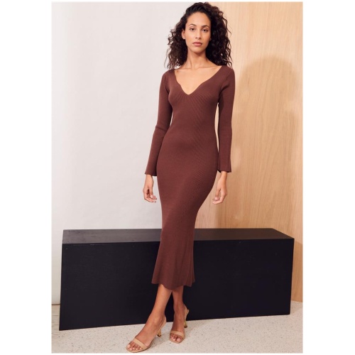 Apartment Clothing Sale | Women's Dice Knit Dress | Cocoa | 12 | Nylon Knitwear | Afterpay Available