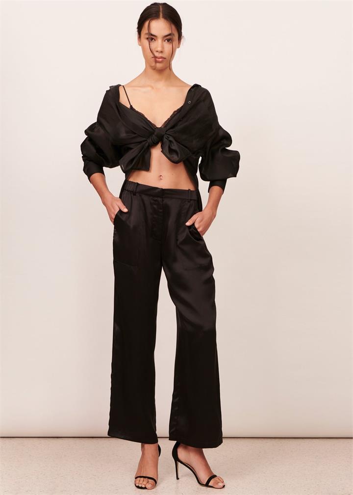 Apartment Clothing Sale | Women's Valerie Silk Satin Pant | Black | 8 | Cotton Pants | Afterpay Available