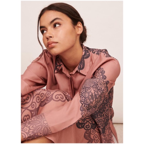 Apartment Clothing Sale | Women's Vivienne Oversized Shirt | Pink/Ink | Two|Tone / 8 | Cupro Shirts | Afterpay Available