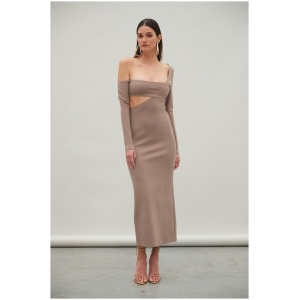 Atoir Sale Women's Sonata Dress Mocha / XS Viscose Designer Midi Dresses Afterpay Available