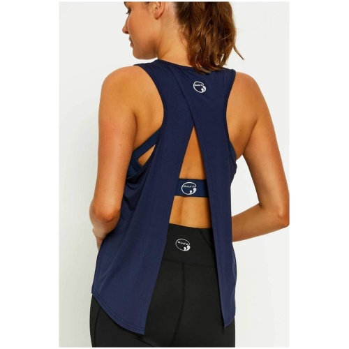 Aura Collective Sale | Women's Split Back Tank | Navy | Navy / XS | Viscose T-Shirts & Singlets | Afterpay Available