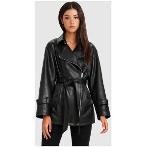 Belle And Bloom Sale | Women's BFF Belted Leather Jacket | S | Leather Jackets | Afterpay Available