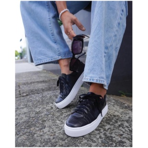 Belle And Bloom Sale | Women's Just A Dream Croc Leather Sneaker | Black | EU 36.5 | Leather Sneakers | Afterpay Available