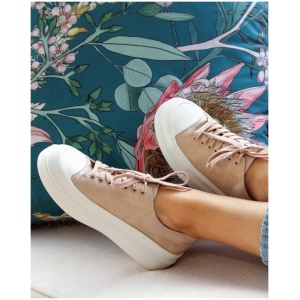 Belle And Bloom Sale | Women's Just A Dream Croc Leather Sneaker | Blush | White / EU 36.5 | Leather Sneakers | Afterpay Available