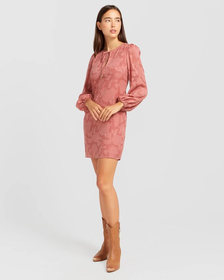 Belle And Bloom Sale Women's Kiss the Stars Dress Dusty Rose S Long Sleeves Mini Dresses Afterpay Available