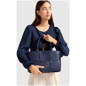 Belle And Bloom Sale Women's Long Way Home Woven Tote Navy Navy / One Size Leather Tote Bags Afterpay Available