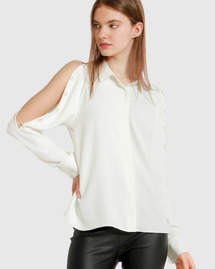 Belle And Bloom Sale | Women's Made with Love Shirt | Off|White | XS | Polyester Shirts | Afterpay Available