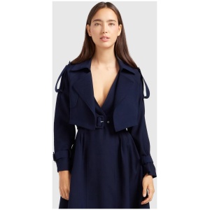 Belle And Bloom Sale | Women's Manhattan Cropped Trench | Navy | Navy / L | Elastane Jackets | Afterpay Available