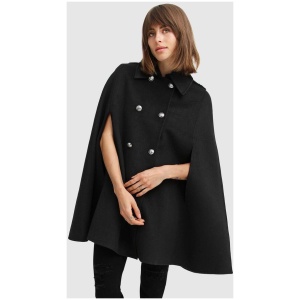 Belle And Bloom Sale | Women's On My Mind Wool Blend Cape | Black | XS/S | Polyester, Wool Jackets | Afterpay Available