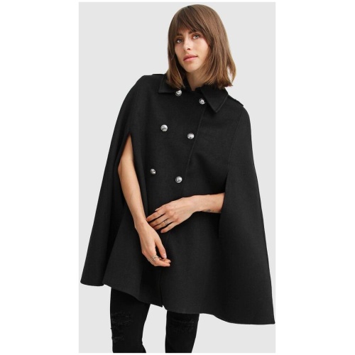 Belle And Bloom Sale | Women's On My Mind Wool Blend Cape | Black | XS/S | Polyester, Wool Jackets | Afterpay Available