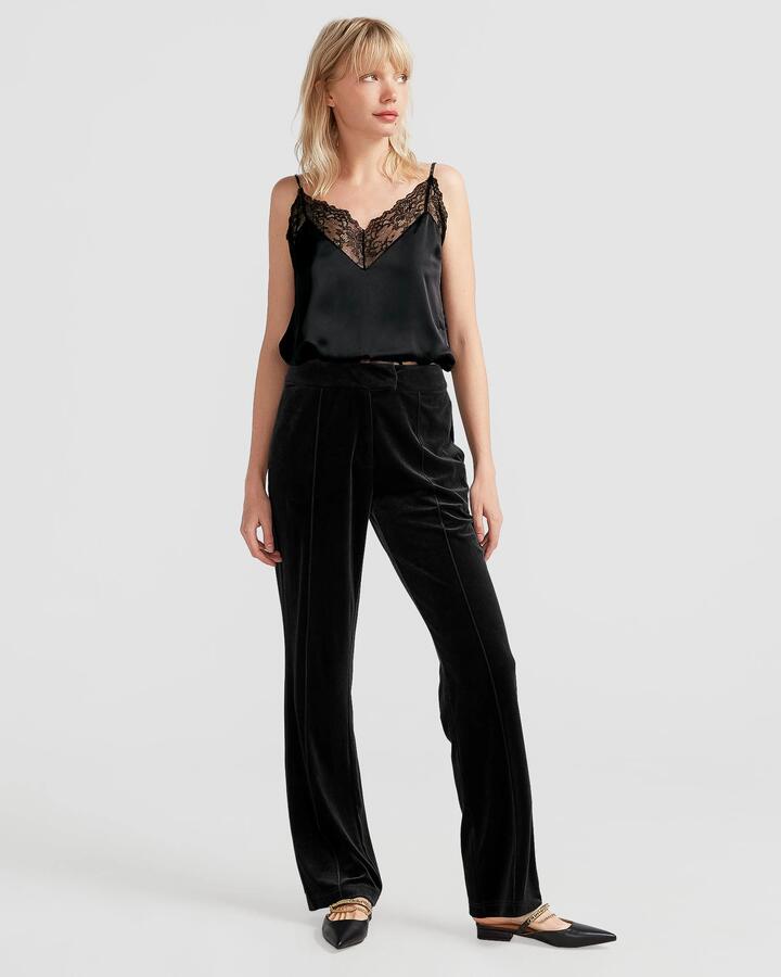 Belle And Bloom Sale | Women's Reverie Velvet Pant | Black | XS | Fashion Pants | Afterpay Available