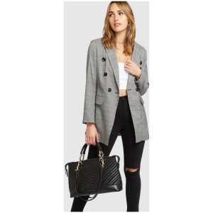 Belle And Bloom Sale | Women's Too Cool For Work Plaid Blazer | Charcoal | XS | SPANDEX Jackets | Afterpay Available