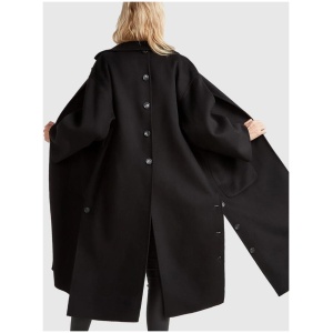 Belle And Bloom Sale | Women's Wide Awake Split Hem Overcoat | Black | S | Polyester, Wool Jackets | Afterpay Available