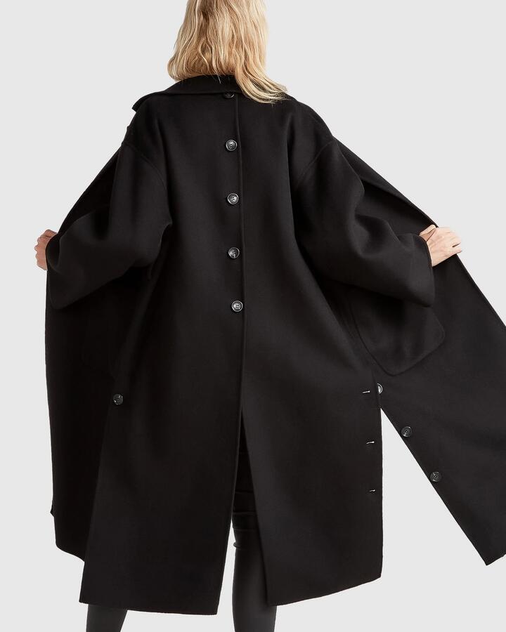 Belle And Bloom Sale | Women's Wide Awake Split Hem Overcoat | Black | S | Polyester, Wool Jackets | Afterpay Available