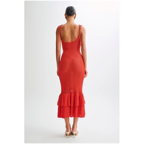 Bianca Knit Midi Dress - Pomegranate