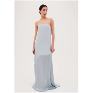 Bianca Spender Sale Women's AQUA SATIN ALINA DRESS 2 Designer Maxi Dresses Afterpay Available