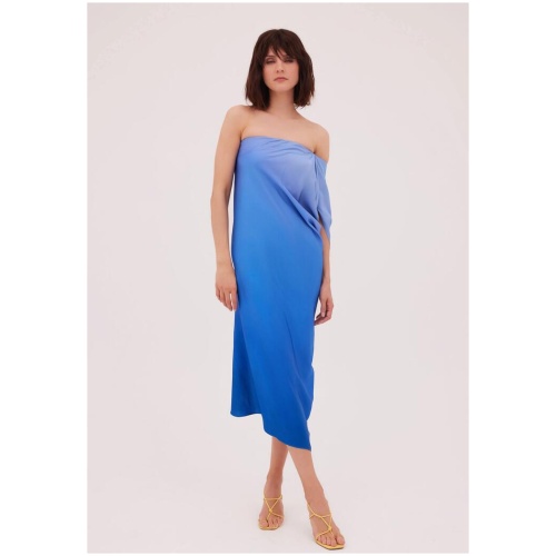 Bianca Spender Sale Women's AZURE OMBRE SATIN PARAGON DRESS 1 Designer Midi Dresses Afterpay Available