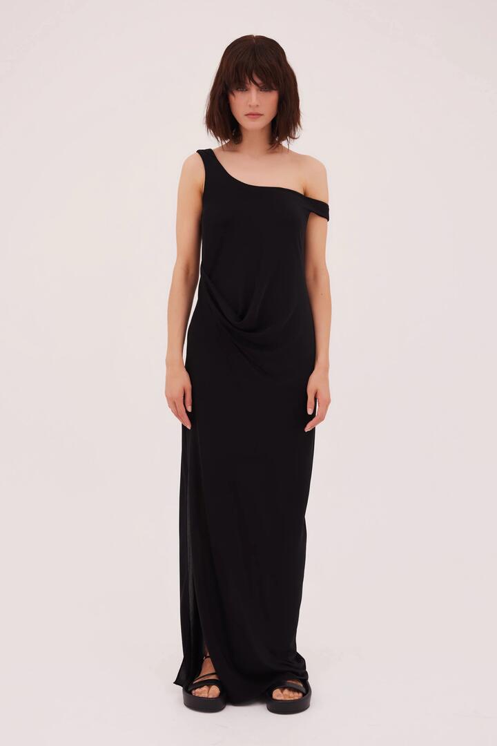 Bianca Spender Sale Women's BLACK JERSEY LEONORA DRESS 1 Designer Maxi Dresses Afterpay Available