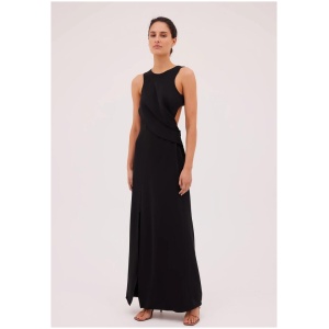 Bianca Spender Sale Women's BLACK JERSEY SUITING ANCHOR GOWN 3 Designer Maxi Dresses Afterpay Available