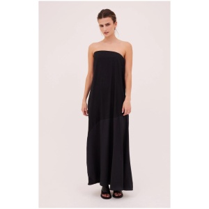 Bianca Spender Sale Women's BLACK SATIN BROKEN COLUMN DRESS 0 Polyester, Cotton Designer Maxi Dresses Afterpay Available