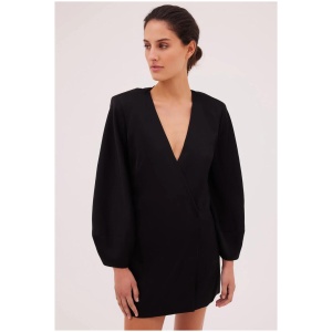 Bianca Spender Sale Women's BLACK SATIN ELIXIR DRESS 1 Designer Mini Dresses Afterpay Available