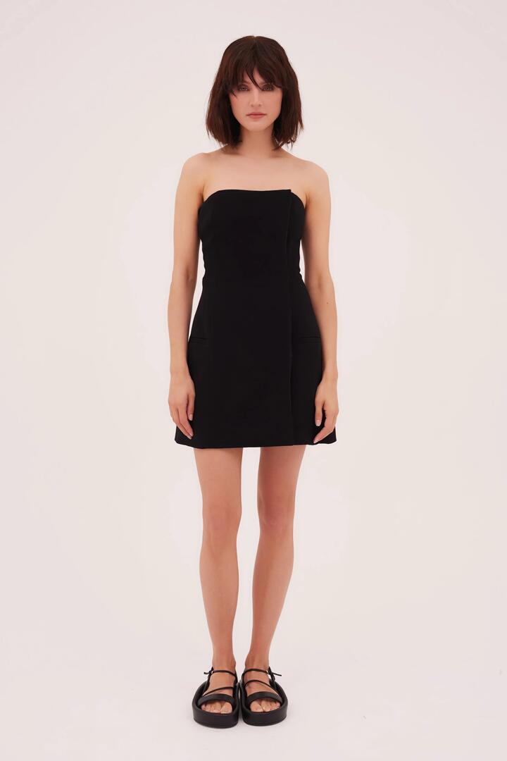 Bianca Spender Sale Women's BLACK TRIACETATE MOSS MINI DRESS 2 Designer Mini Dresses Afterpay Available