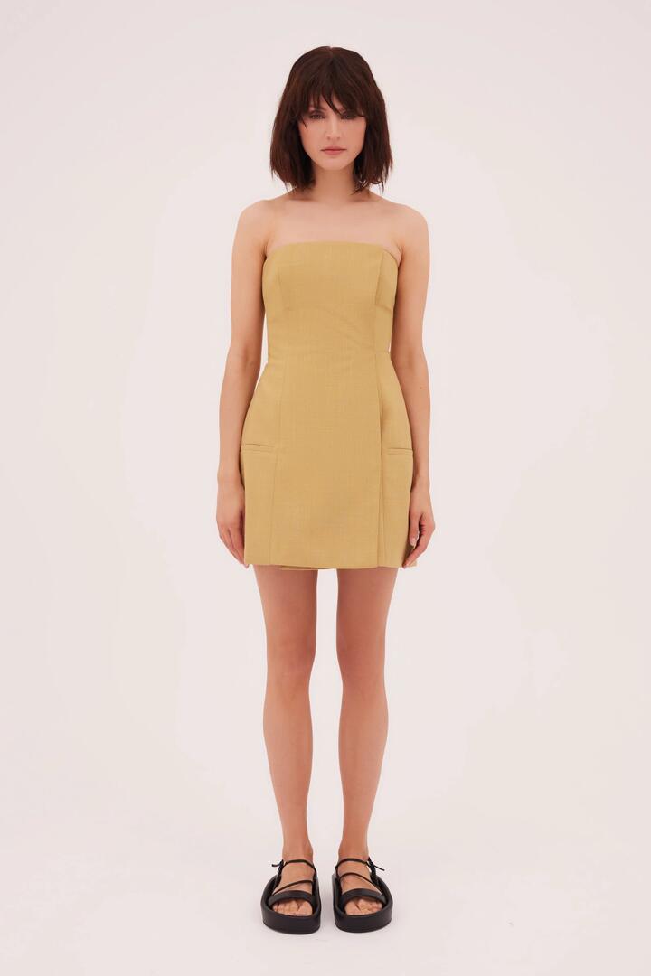 Bianca Spender Sale Women's CLAY SUITING MOSS MINI DRESS Clay / 1 Polyester, Wool Designer Mini Dresses Afterpay Available