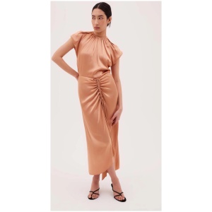 Bianca Spender Sale | Women's COGNAC SATIN BANKSIA SKIRT | 2 | Designer Skirts | Afterpay Available