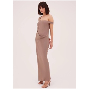 Bianca Spender Sale Women's TAUPE SUITING LEONORA DRESS Taupe / 0 Designer Maxi Dresses Afterpay Available