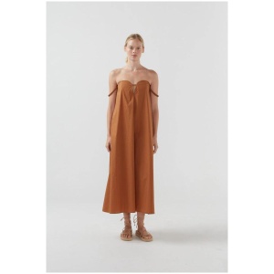 Bird And Knoll Sale Women's milan dress CAMEL / XS Cotton Designer Maxi Dresses Afterpay Available