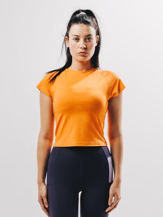 Bondi Active Sale | Women's Slim Tech Tee Marigold | XS | Viscose T-Shirts & Singlets | Afterpay Available