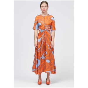 Bul Sale Women's Heden Midi Dress Rust Psychedelic Print Multi / 6 Short Sleeves Midi Dresses Afterpay Available