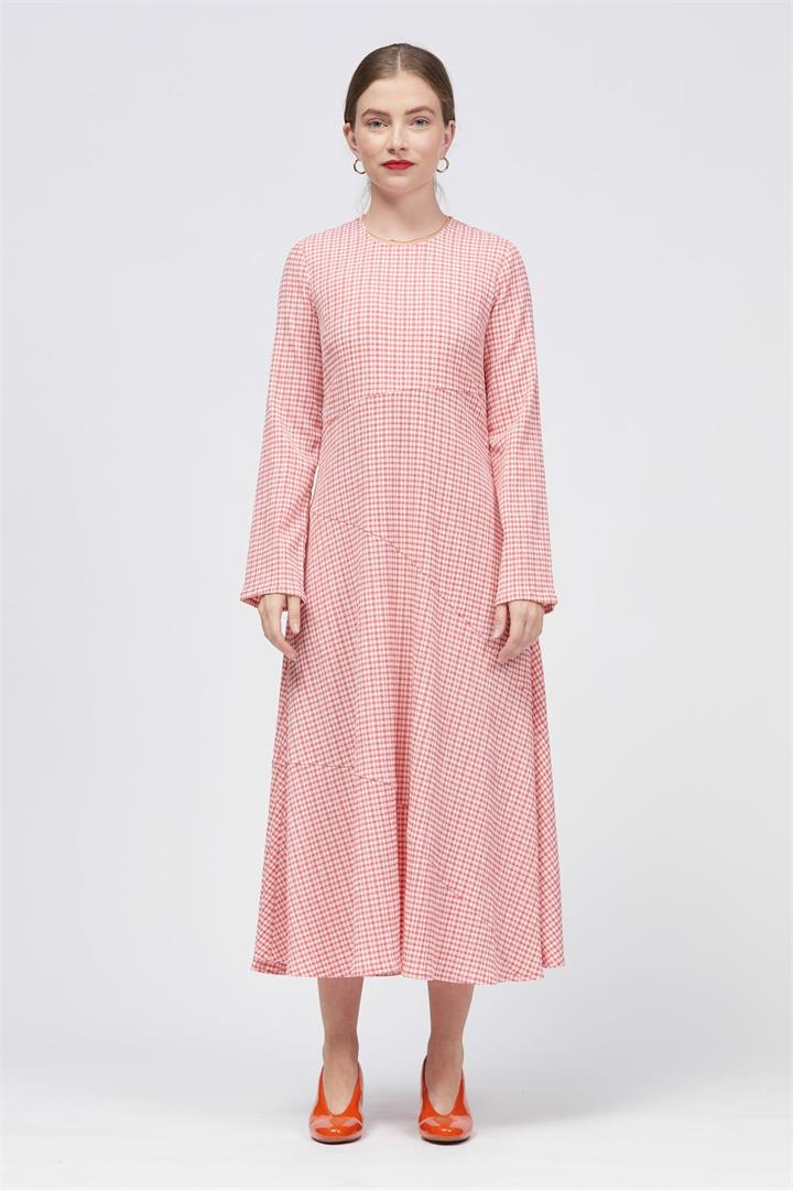 Bul Sale Women's Kust Midi Dress Pink/White Check 6 Long Sleeves Midi Dresses Afterpay Available