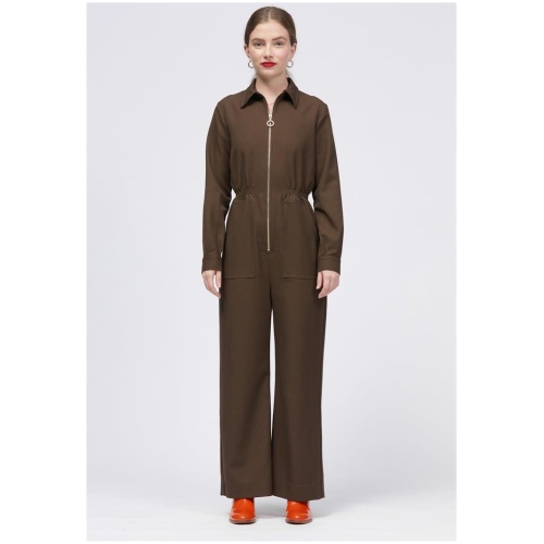 Bul Sale | Women's Zima Jumpsuit Chocolate | Chocolate / 16 | Tencel Jumpsuit & Playsuit | Afterpay Available