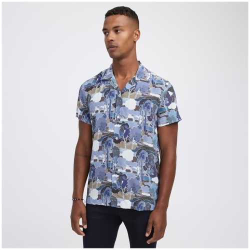 Calibre Sale Unisex Tailored Fit Forest Printed Silk Short Sleeve Shirt M Silk Short Sleeve Shirts Afterpay Available