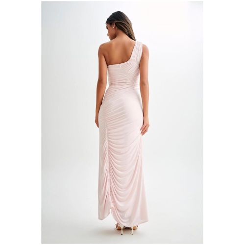 Capri Gathered Slinky Maxi Dress - Powder Pink