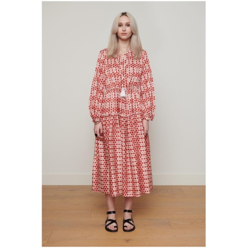 Caravan And Co Sale Women's ADELINE DRESS Through the Looking Glass PINK 14 Cotton Midi Dresses Afterpay Available