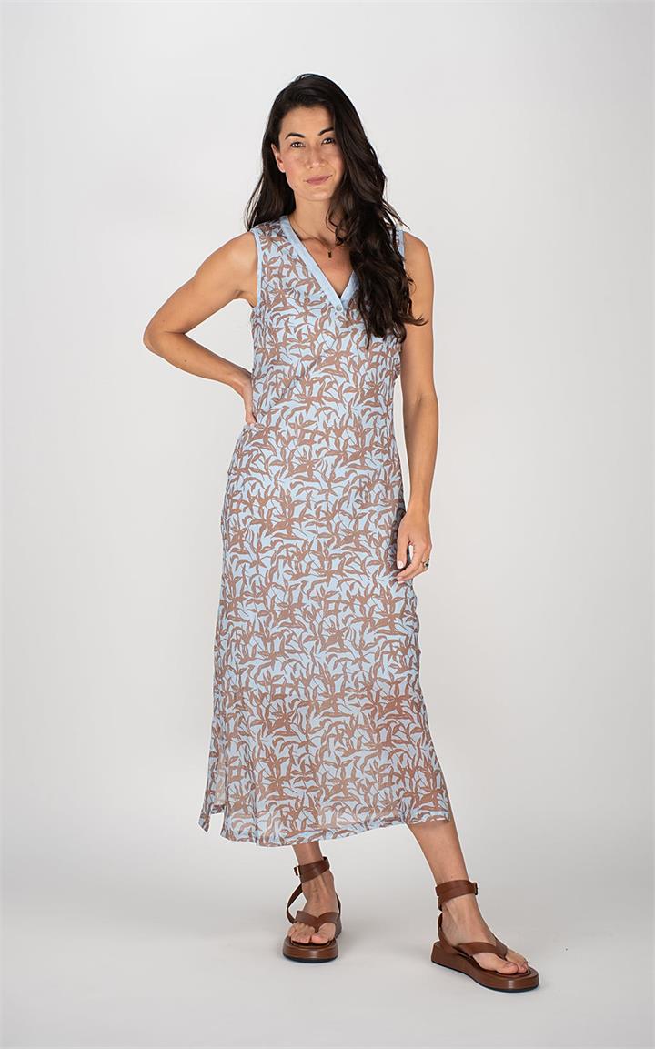 Caravan And Co Sale Women's MIRABELLA V NECK BIAS DRESS|Blue 8 Cotton Midi Dresses Afterpay Available