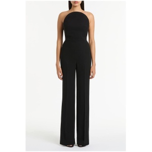 Carla Zampatti Sale | Women's BLACK CREPE CURVE JUMPSUIT | 8 | Designer Jumpsuit & Playsuit | Afterpay Available